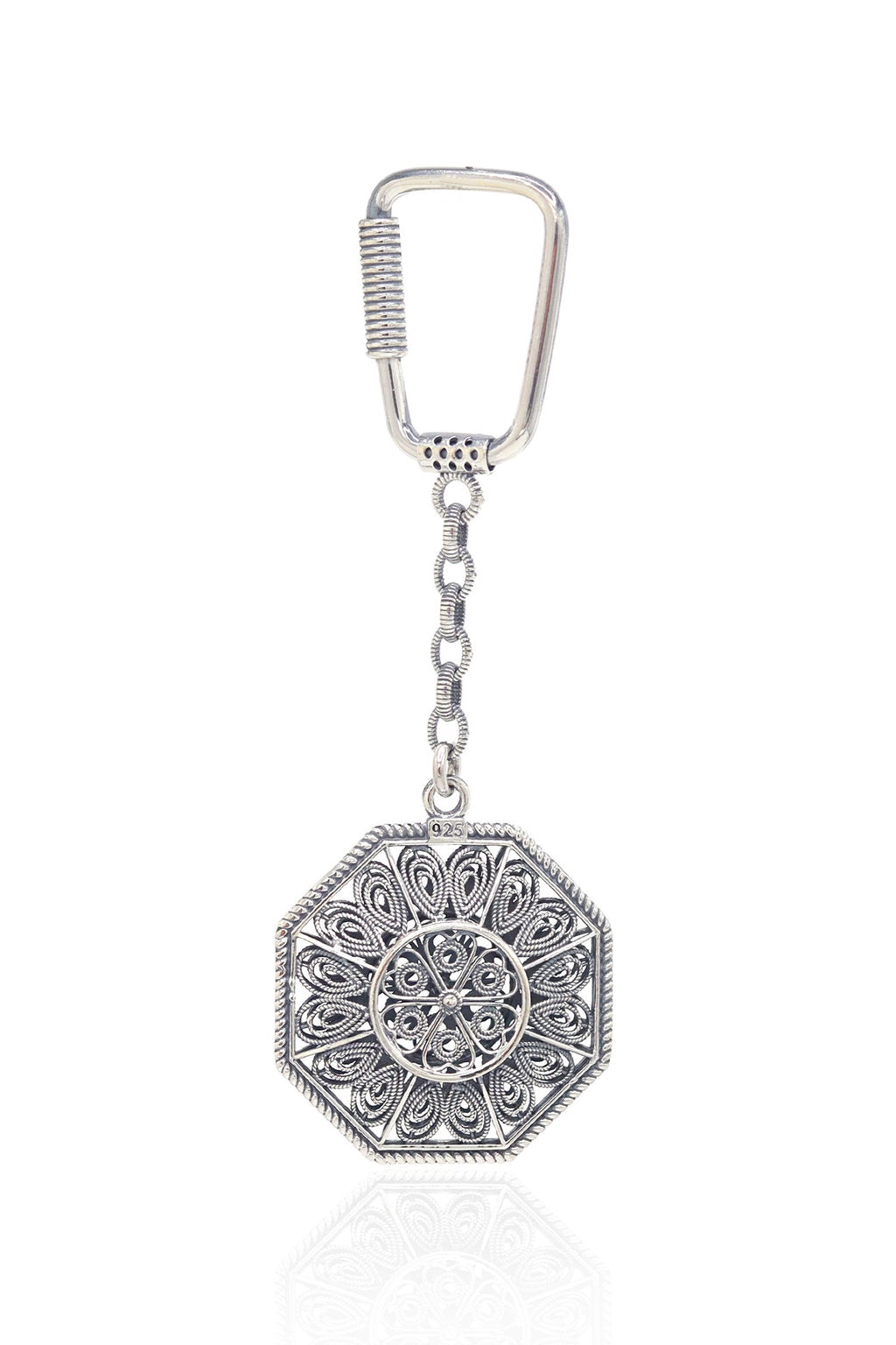 Handmade Filigree Sterling Silver Keychain (NG201022678)