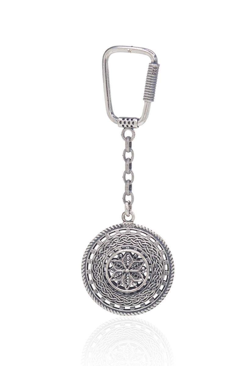 Handmade Filigree Sterling Silver Keychain (NG201022679)