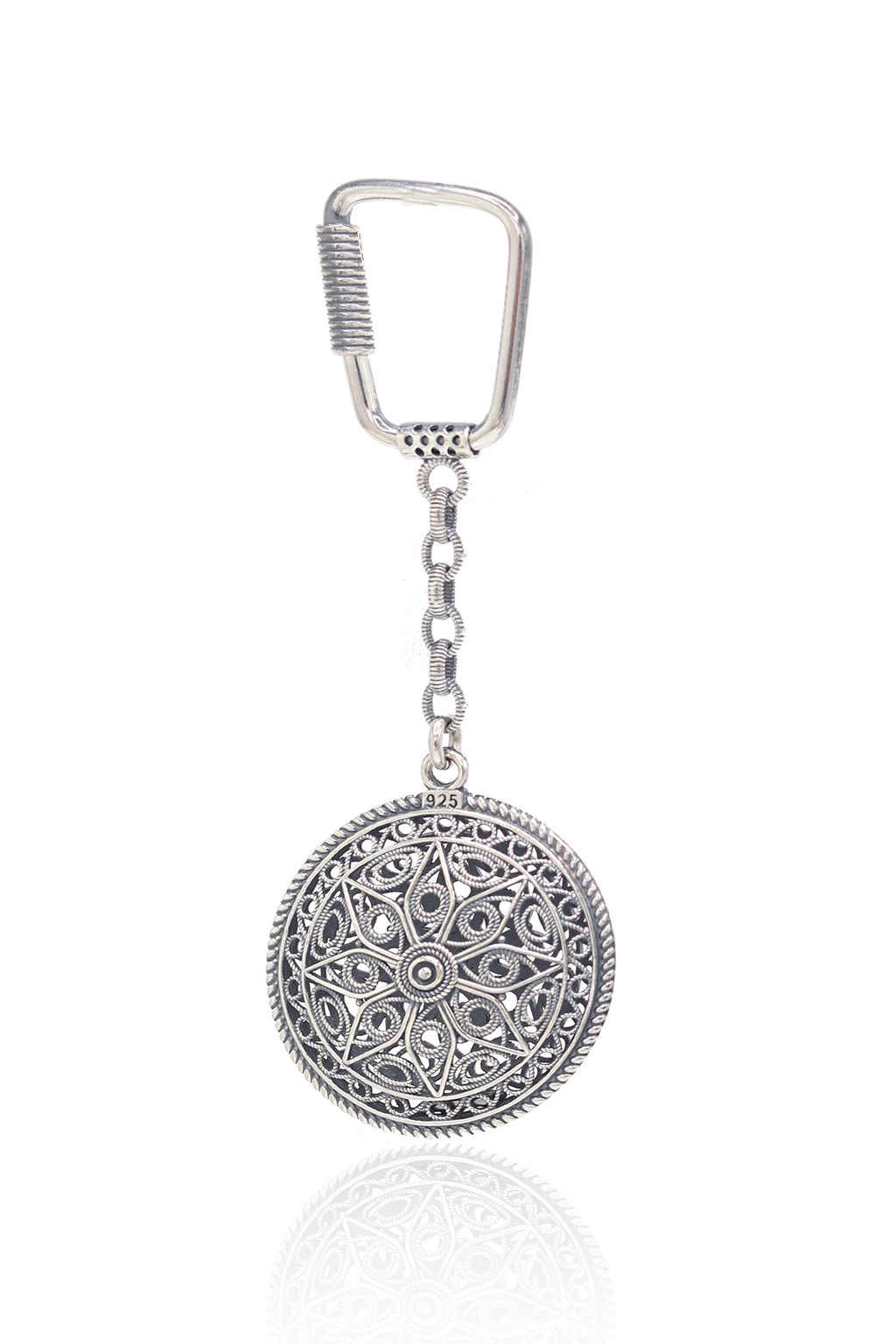Handmade Filigree Sterling Silver Keychain (NG201022680)