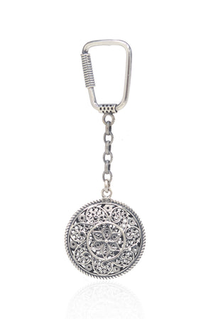 Handmade Filigree Sterling Silver Keychain (NG201022681)