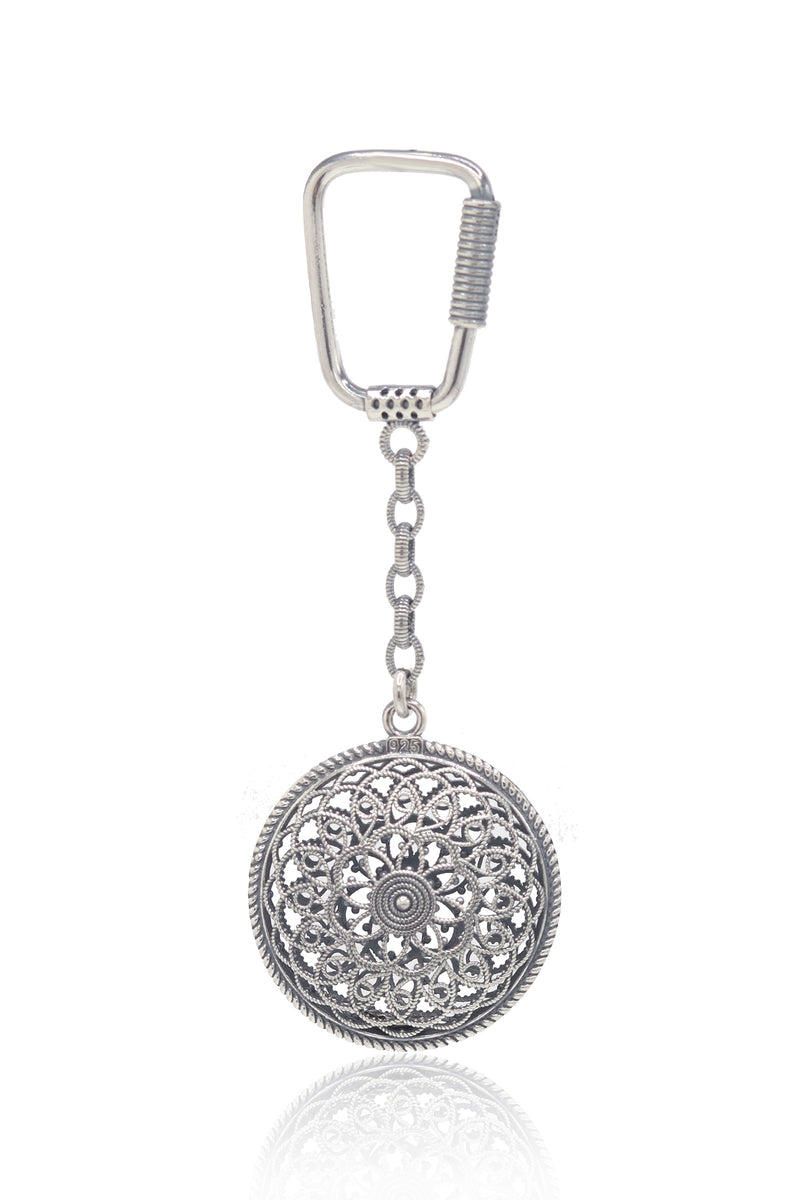 Handmade Filigree Sterling Silver Keychain (NG201022682)