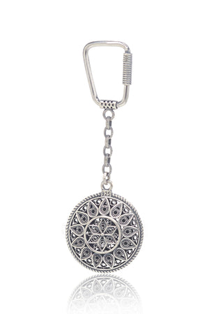 Handmade Filigree Sterling Silver Keychain (NG201022683)