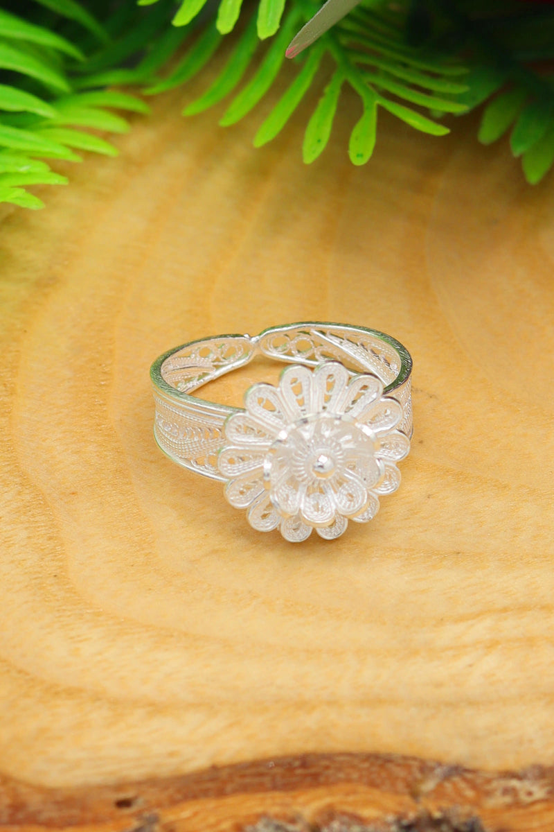 Authentic Adjustable Handmade Filigree Silver Ring (NG201022124)