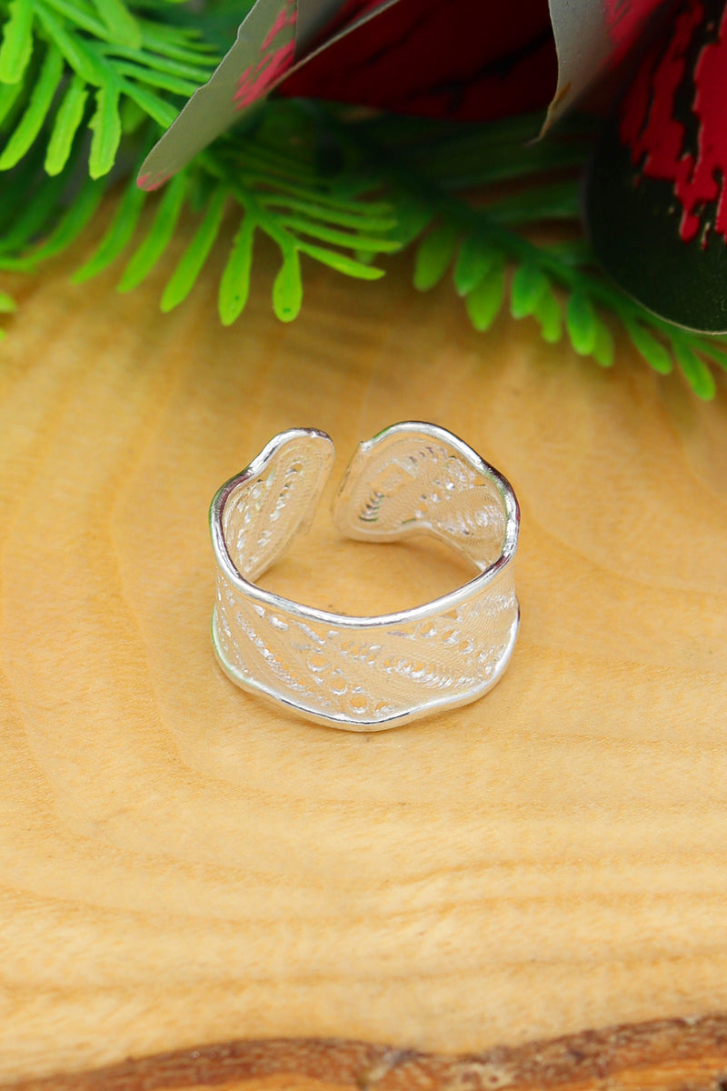 Authentic Adjustable Handmade Filigree Silver Ring (NG201022129)