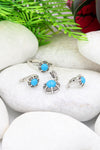 Floral Model Silver Triple Jewelry Set With Turquoise (NG201021921)