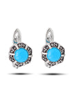 Floral Model Silver Triple Jewelry Set With Turquoise (NG201021921)