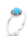Floral Model Silver Triple Jewelry Set With Turquoise (NG201021921)