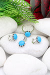 Round Model Silver Triple Jewelry Set With Turquoise (NG201021922)