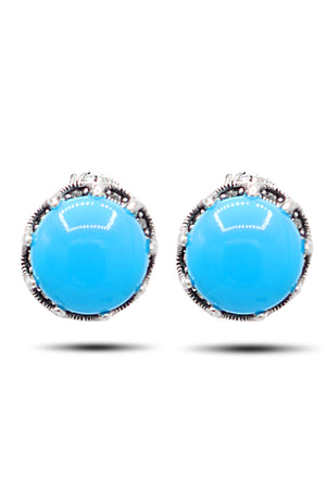 Round Model Silver Triple Jewelry Set With Turquoise (NG201021922)