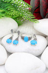 Leaf Model Silver Triple Jewelry Set With Turquoise (NG201021923)