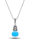 Leaf Model Silver Triple Jewelry Set With Turquoise (NG201021923)