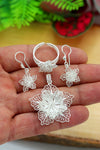 Floral Model Handmade Filigree Silver Triple Jewelry Set (NG201022186)