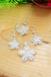 Floral Model Handmade Filigree Silver Triple Jewelry Set (NG201022191)