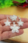 Floral Model Handmade Filigree Silver Triple Jewelry Set (NG201022191)