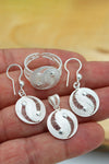 Ying Yang Model Handmade Filigree Silver Triple Jewelry Set (NG201022198)