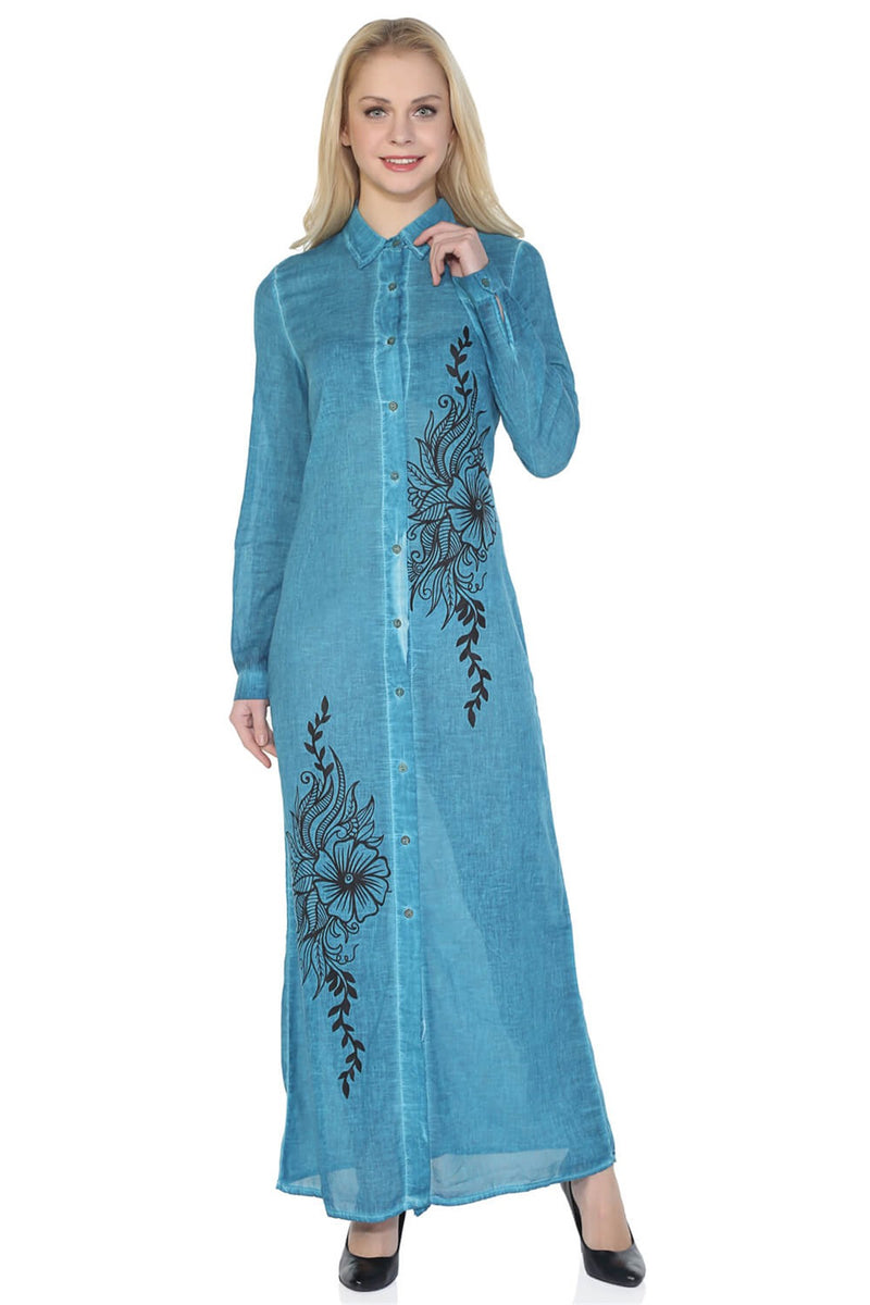 Cotton Gauze Dress - Floral Pattern (Hazan)
