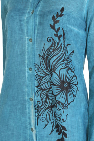 Cotton Gauze Dress - Floral Pattern (Hazan)