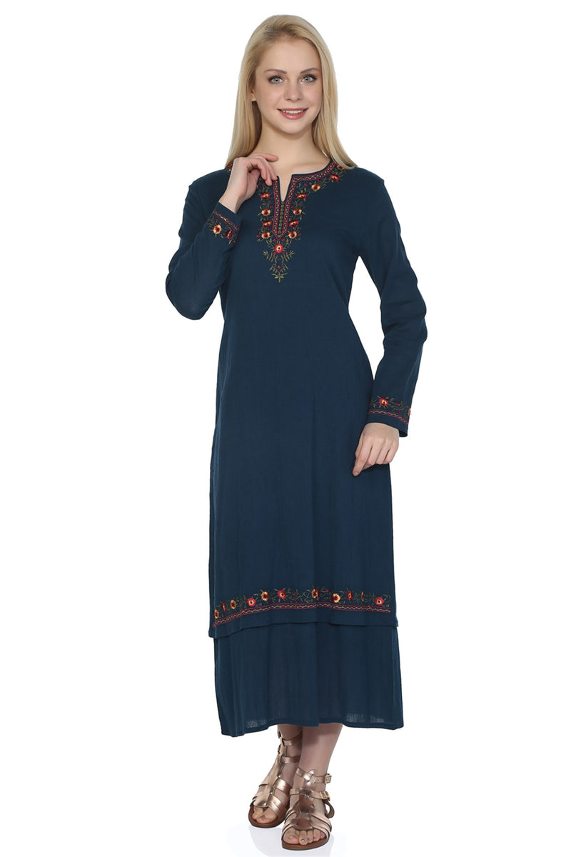 Cotton Gauze Dress - Long Sleeve (Sibel) - Women's Dresses -... Cotton Gauze Dress - Long Sleeve (Sibel) - Women's Dresses -...