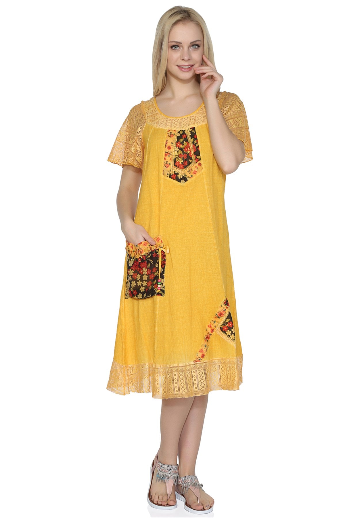 Cotton Gauze Dress (Ezgi) - Women's Dresses - 64.00