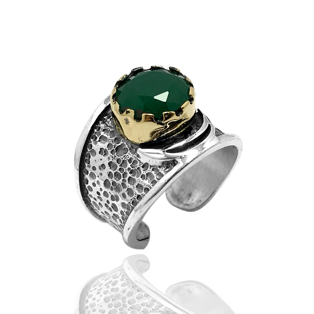 Authentic Adjustable Silver Ring With Emerald (NG201014013)