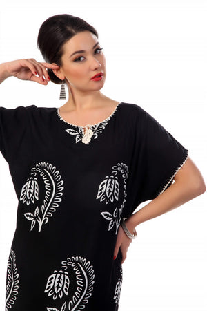 Cotton Gauze Dress - Leaf Pattern (Hitit)
