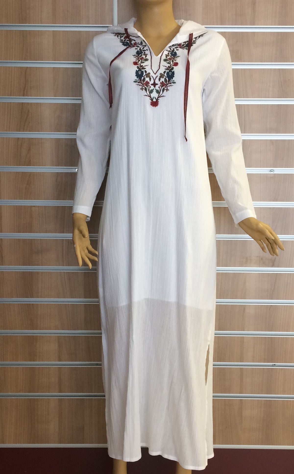 chinese dress ladies Cotton Gauze Dress - Hooded and Long Sleeve (Asli)