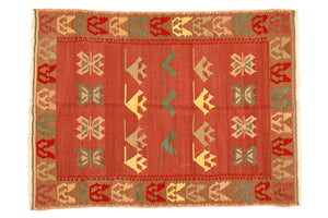 4'2"x5'8" Turkish Kilim Rug (KW090670)