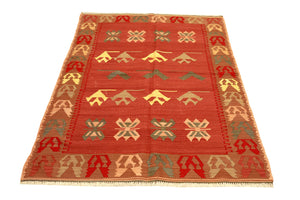 4'2"x5'8" Turkish Kilim Rug (KW090670)