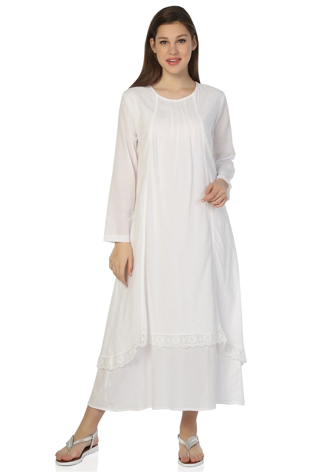Cotton Gauze Dress (Nervurlu) - Women's Dresses