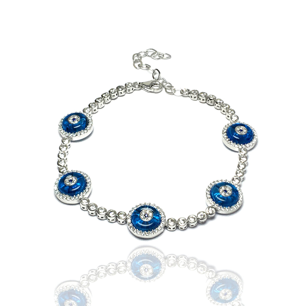 Blue Evil Eye Model Silver Bracelet With Zircon (NG201016397)