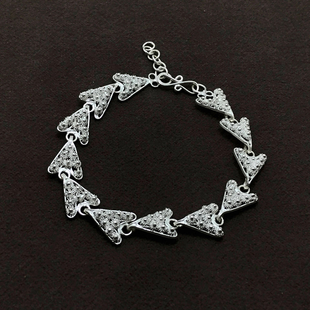 Triangle Model Authentic Handmade Filigree Silver Bracelet (NG201013803)