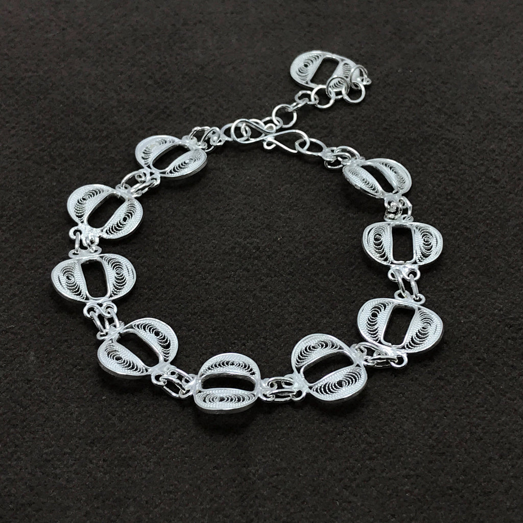 Chain Model Handmade Filigree Silver Bracelet (NG201014342)