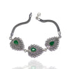 Drop Model Handmade Filigree Silver Bracelet With Emerald (NG201014443)