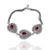 Drop Model Handmade Filigree Silver Bracelet With Ruby (NG201014444)