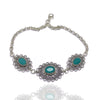 Ellipse Model Handmade Filigree Silver Bracelet With Turquoise (NG201014446)