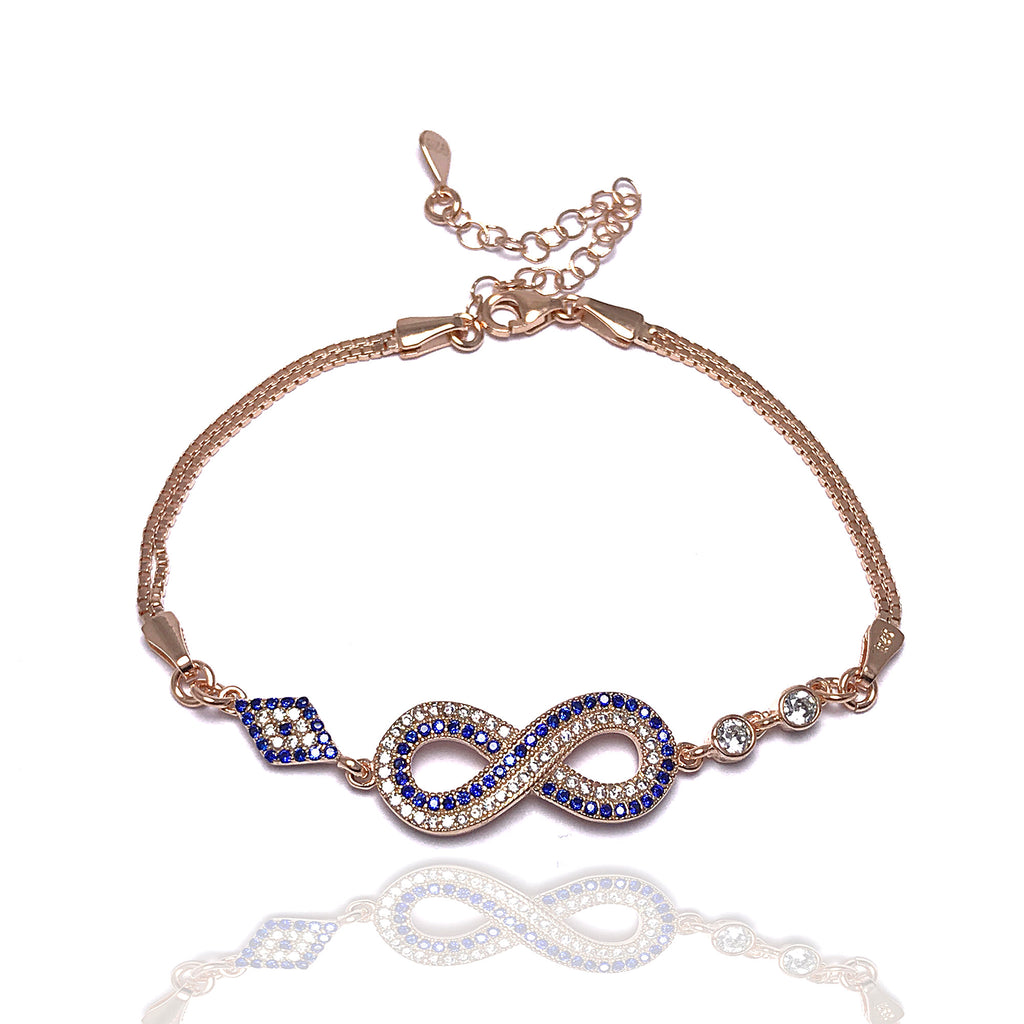 Rose Plated Infinity Model Silver Bracelet With Zircon (NG201014490)