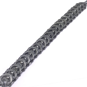 Crescent Model Handmade Filigree Oxidized Silver Bracelet (NG201014570)