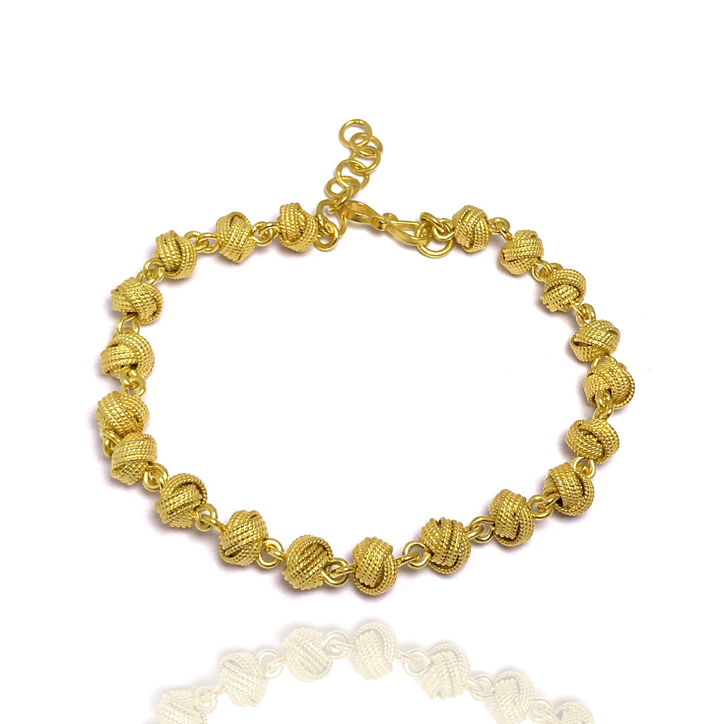 Helical Ball Model Gold Plated Handmade Filigree Silver Bracelet (NG201014689)