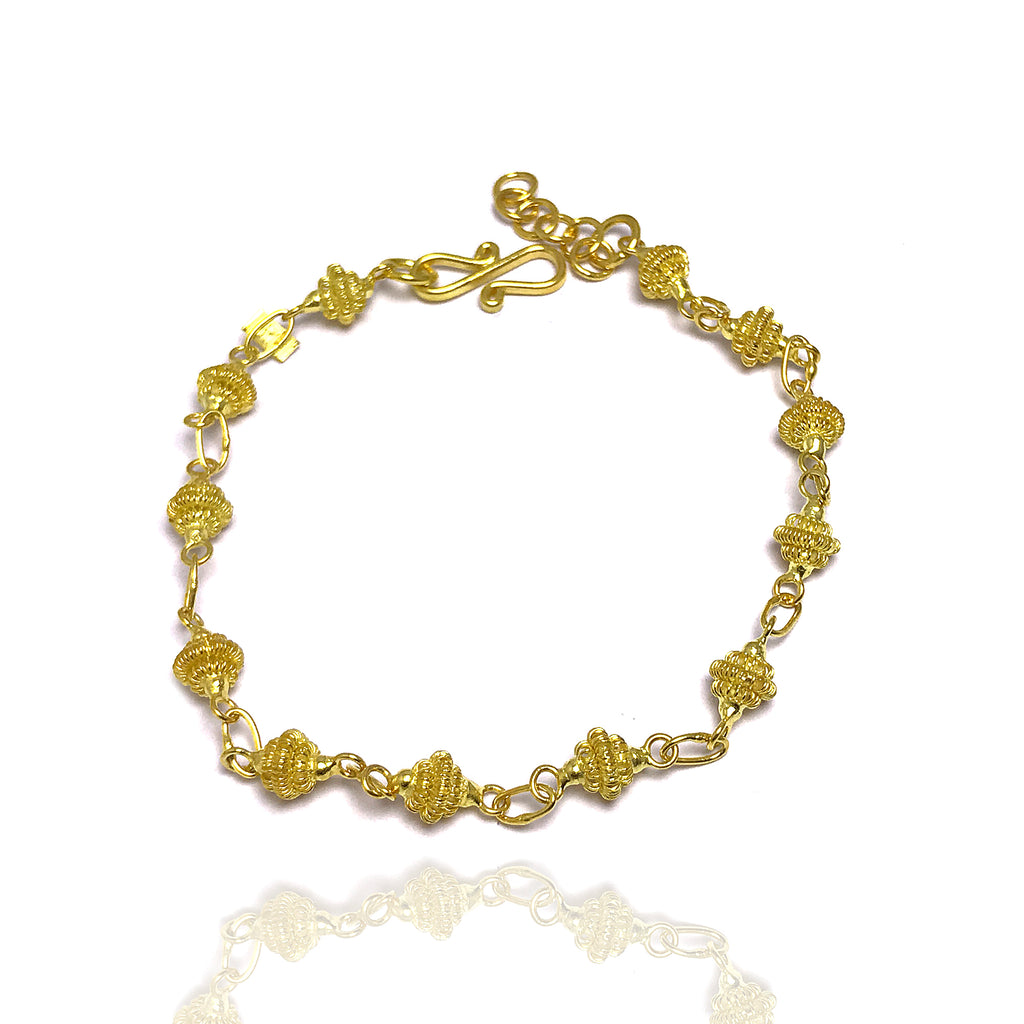 Coriander Model Gold Plated Handmade Filigree Silver Bracelet (NG201014690)