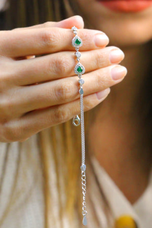 Authentic Handmade Silver Bracelet With Emerald and Zircon (NG201015239)