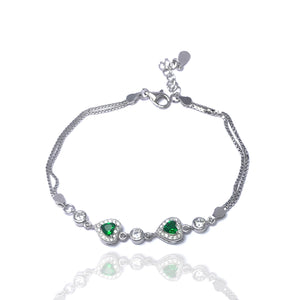 Authentic Handmade Silver Bracelet With Emerald and Zircon (NG201015239)