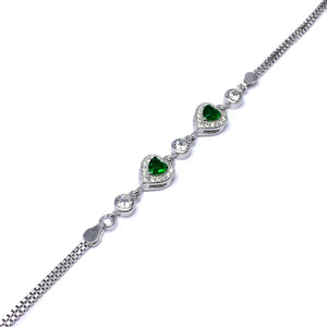 Authentic Handmade Silver Bracelet With Emerald and Zircon (NG201015239)