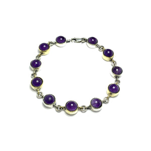 Authentic Handmade Sterling Silver Bracelet With Amethyst (NG201015738)