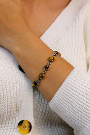 Authentic Handmade Sterling Silver Bracelet With Tiger's Eye (NG201015742)
