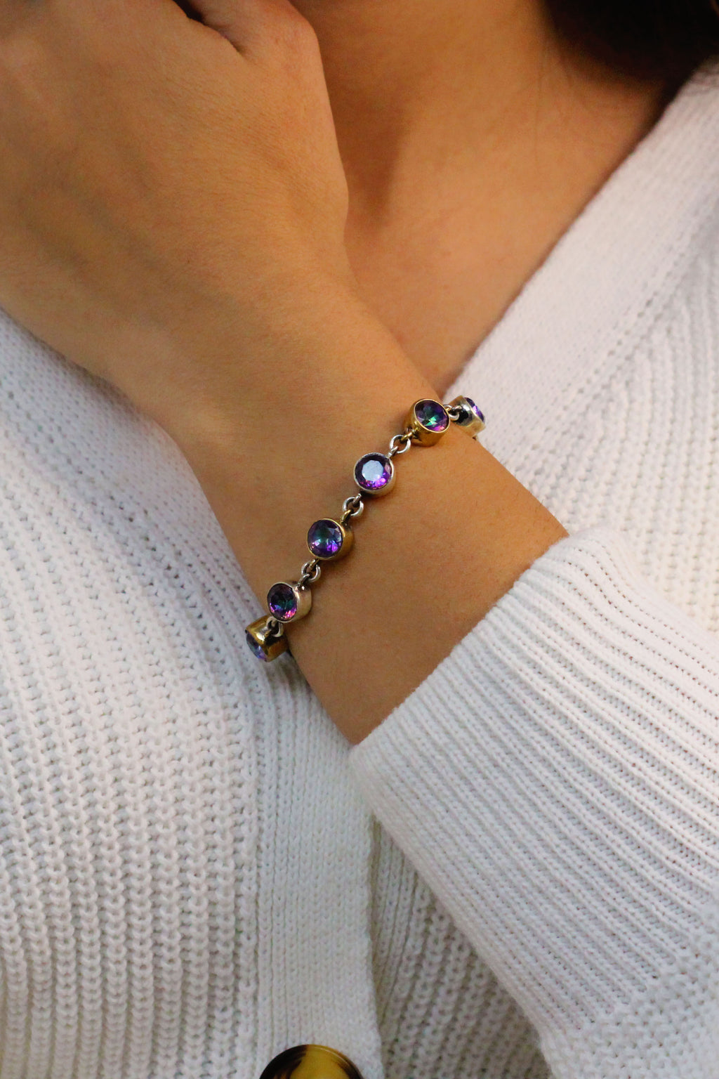 Authentic Handmade Sterling Silver Bracelet With Topaz (NG201015745)