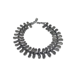 Leaf Model Handmade Oxidized Filigree Silver Bracelet (NG201017222)