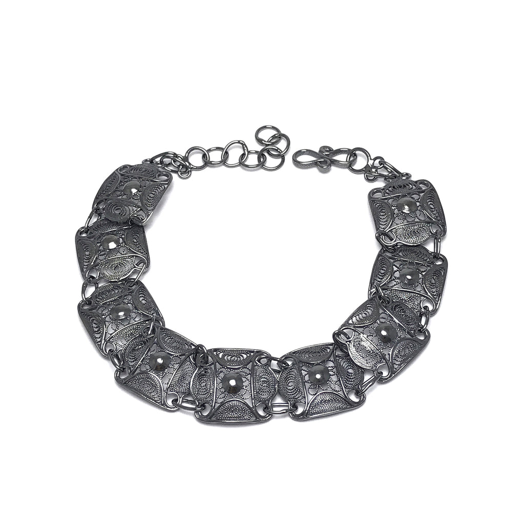 Cappadocia Model Handmade Oxidized Filigree Silver Bracelet (NG201017225)