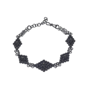 Coriander Model Handmade Oxidized Filigree Silver Bracelet (NG201017226)