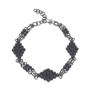 Coriander Model Handmade Oxidized Filigree Silver Bracelet (NG201017227)