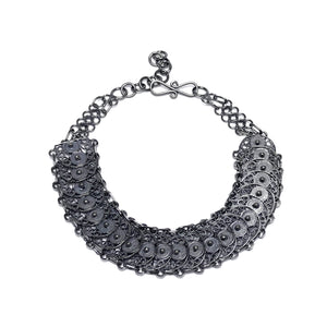 Assyria Model Handmade Oxidized Filigree Silver Bracelet (NG201017228)